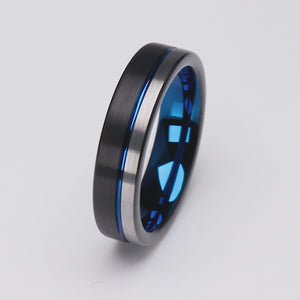 Black with Blue Tungsten Ring - 6mm Width - TCR152