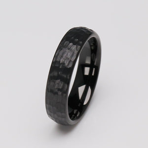 Hammered Black Men's Tungsten Ring - 6mm Width - TCR198