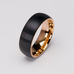 Black and Rose Gold Tungsten Ring - 8mm Width - TCR073