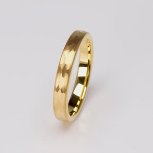 Tungsten Ring with Hammered Yellow Gold - 4mm Width - TCR158