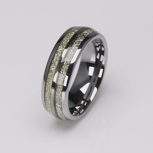 Tungsten Ring with Man Made Meteorite - 8mm Width - TCR123