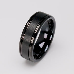 Men's Black Tungsten Ring - 8mm Width - TCR095