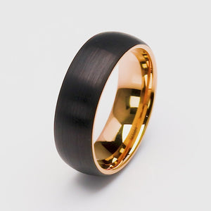 Black and Rose Gold Tungsten Ring - 8mm Width - TCR073