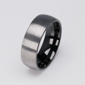 Men's Two Tone Black Tungsten Ring - 8mm Width - TCR077