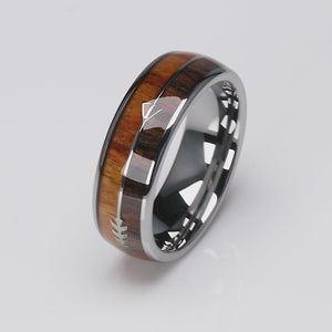 Tungsten Ring with Koa and Black Zebra Wood - 8mm Width - TCR117