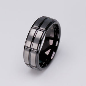 Men's Two-Tone Tungsten Ring - 8mm Width - TCR081