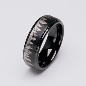 Black Forest Tree Tungsten Ring - 8mm Width - TCR182