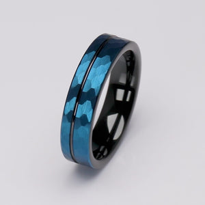 Black with Blue Tungsten Ring - 6mm Width - TCR105