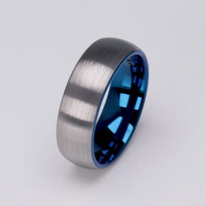 Tungsten Ring with Blue Interior - 8mm Width - TCR071