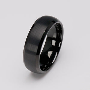 Men's Black Tungsten Ring - 8mm Width - TCR143