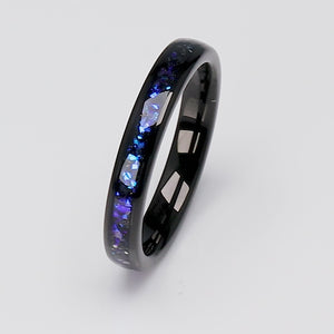 Black Tungsten Ring with Crushed Sandstone - 4mm Width - TCR217