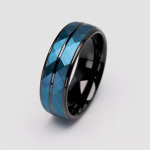 Blue with Black Tungsten Ring - 8mm Width - TCR204