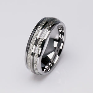 Tungsten Ring with Man Made Meteorite - 8mm Width - TCR123