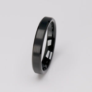 Men's or Women's Black Tungsten Ring - 4mm Width - TCR144