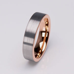 Tungsten Ring with Rose Gold - 6mm Width - TCR136