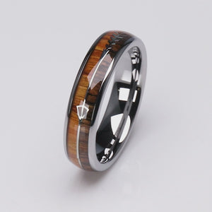 Tungsten Ring with Koa and Black Zebra Wood - 6mm Width - TCR161