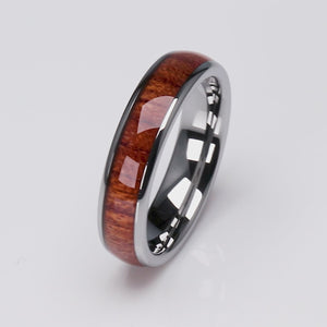 Tungsten Ring with Padauk Wood Inlay - 6mm Width - TCR160