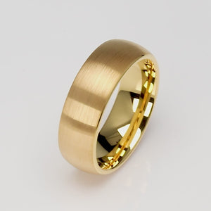 Yellow Gold Tungsten Ring with Brushed Surface - 8mm Width - TCR250