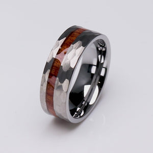 Tungsten Ring with Padauk Wood Inlay - 8mm Width - TCR199