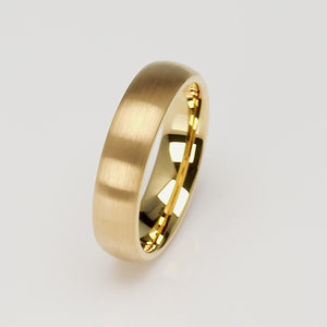 Yellow Gold Tungsten Ring with Brushed Surface - 6mm Width - TCR016