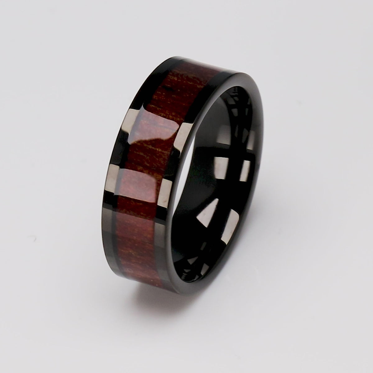 Tungsten Ring with Jichimu Wood Inlay - 8mm Width - TCR208