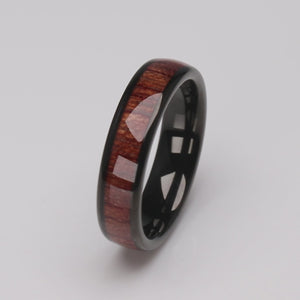 Black Tungsten Ring with Padauk Wood - 6mm Width - TCR148