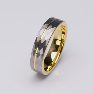 Tungsten Band with Yellow Gold Accent - 6mm Width - TCR192