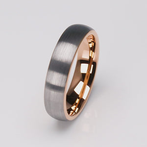 Tungsten Ring with Rose Gold - 6mm Width - TCR124