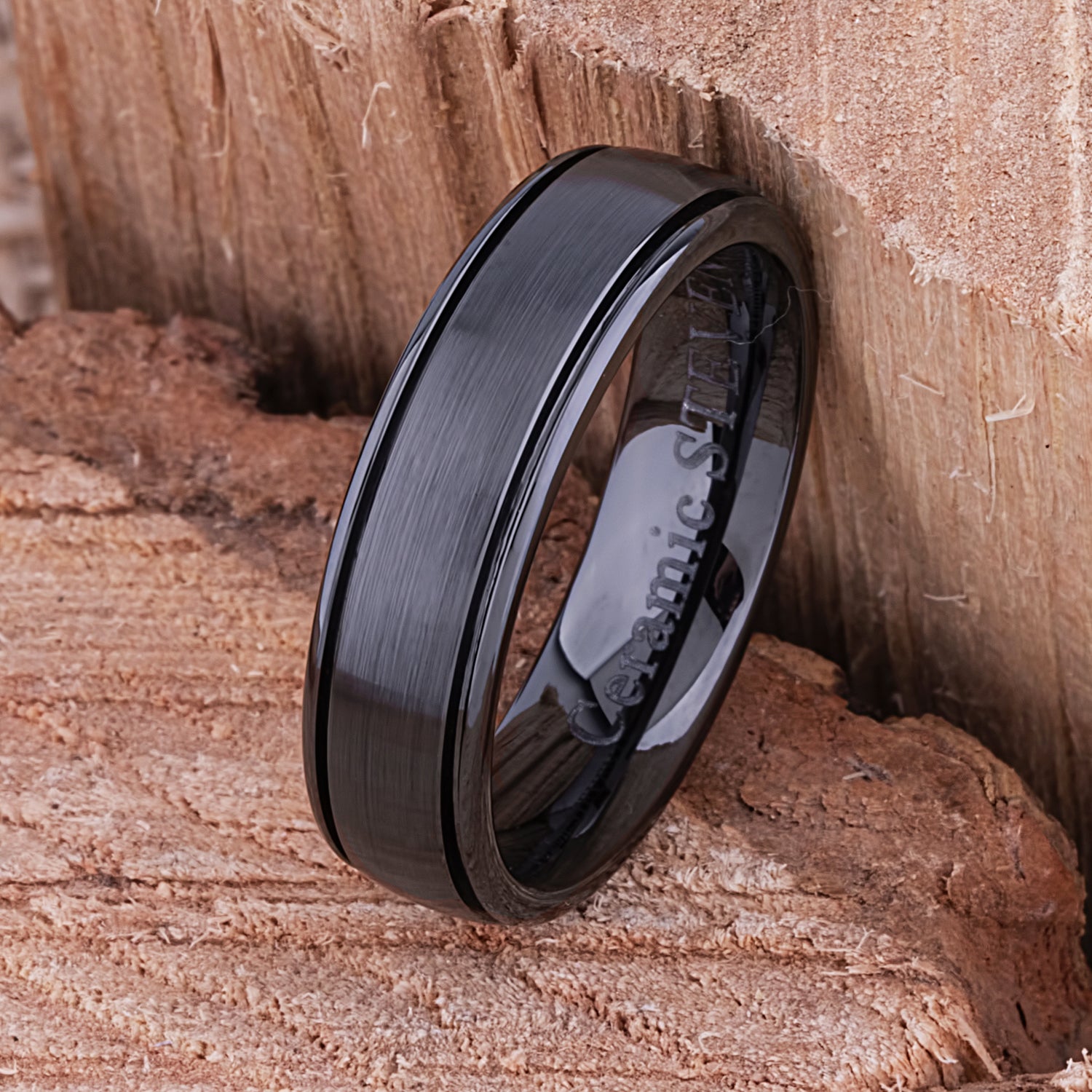 Promise Ring Black Ring Index Finger Black Ceramic Men's Wedding