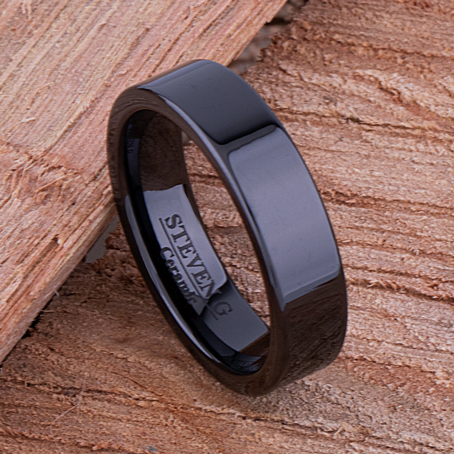 Men's Ceramic Wedding Ring - 6mm Width CER082-7.5 men’s wedding ring or engagement band, promise ring or anniversary ring gift for him - Steven G Designs
