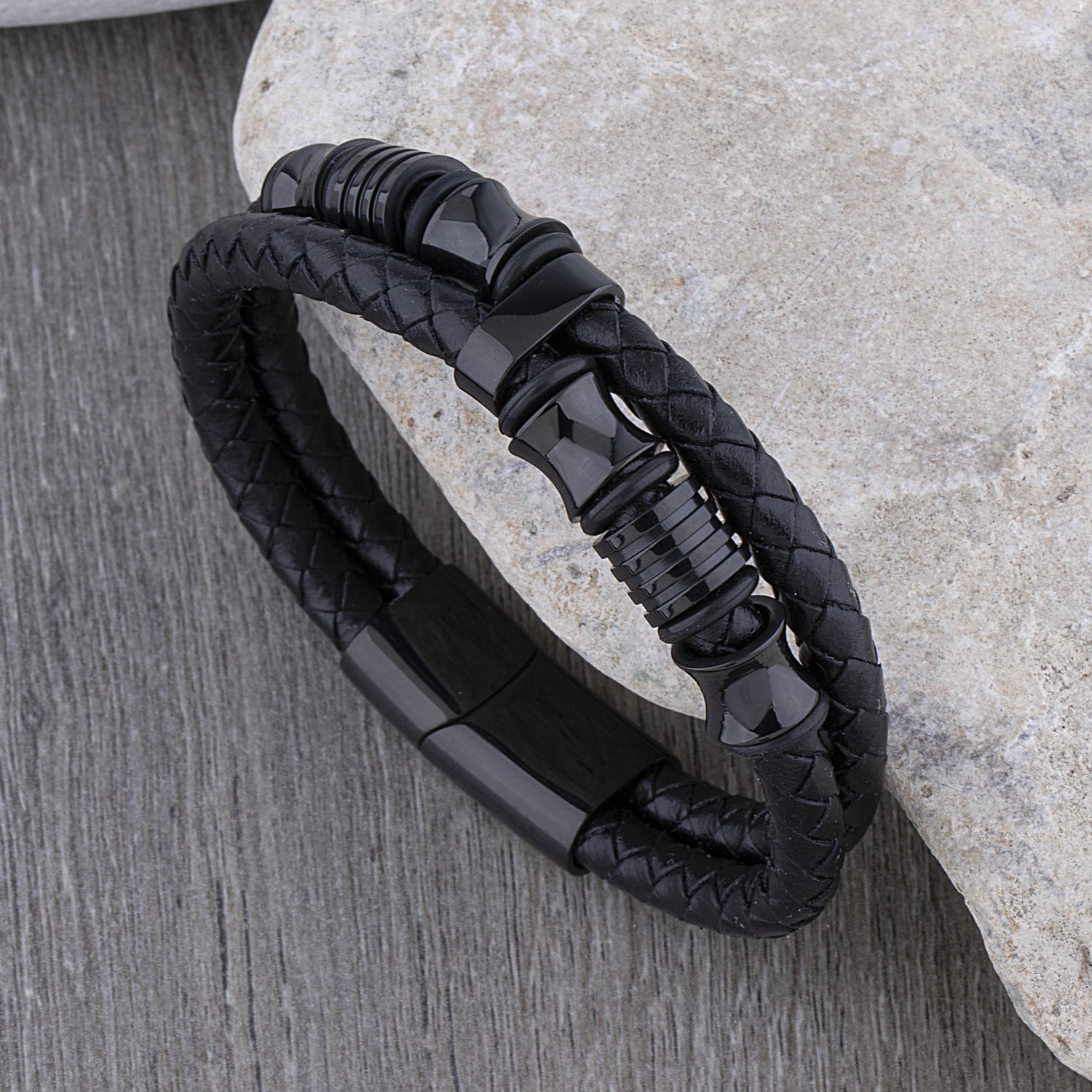 Buy Yellow Chimes Black Stainless Steel Leather Braided MultiLayer Wrap  Bracelets for Men Online at Best Prices in India - JioMart.