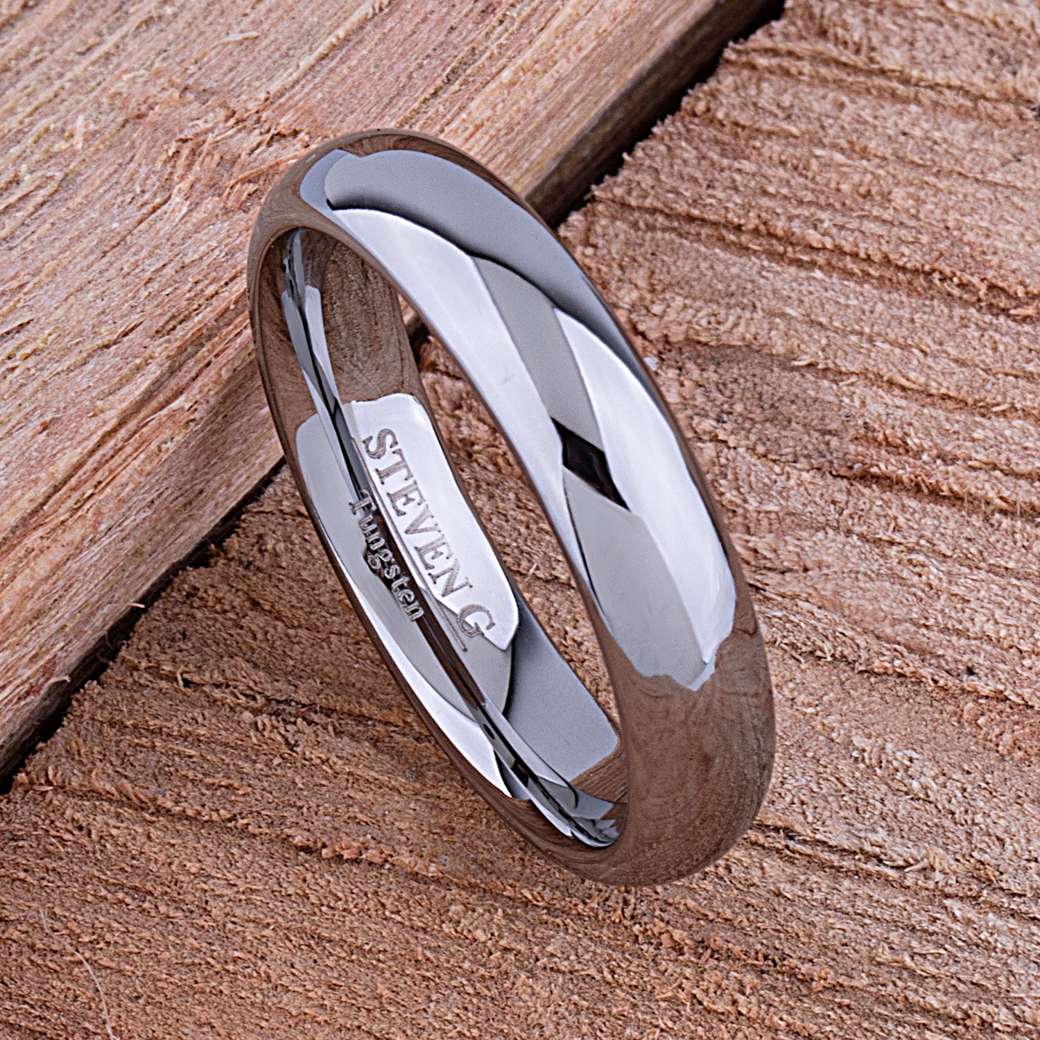 Tungsten Promise Ring High Polish 5mm - TCR043 unique engagement or promise band for boyfriend Steven G Designs Ltd