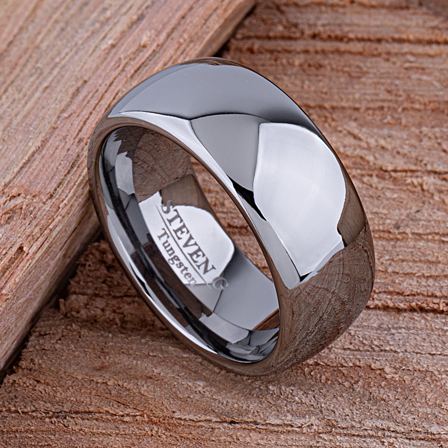 Men's Traditional Shiny Tungsten Wedding Ring or Band 10mm