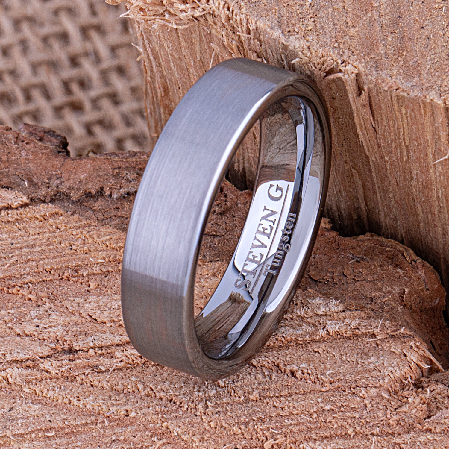 Tungsten Promise Ring Satin Surface 6mm - TCR053 traditional men's engagement band or anniversary band for husband Steven G Designs Ltd