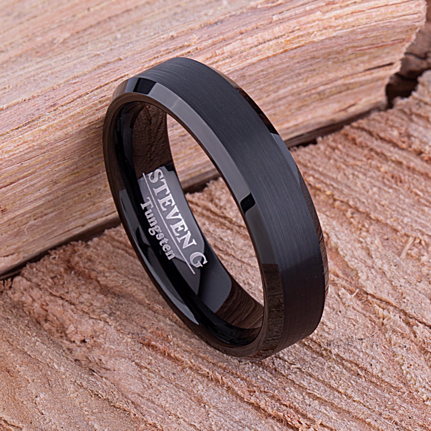 Black Tungsten Band 6mm - TCR108 unique black men’s wedding or engagement band or anniversary ring for him