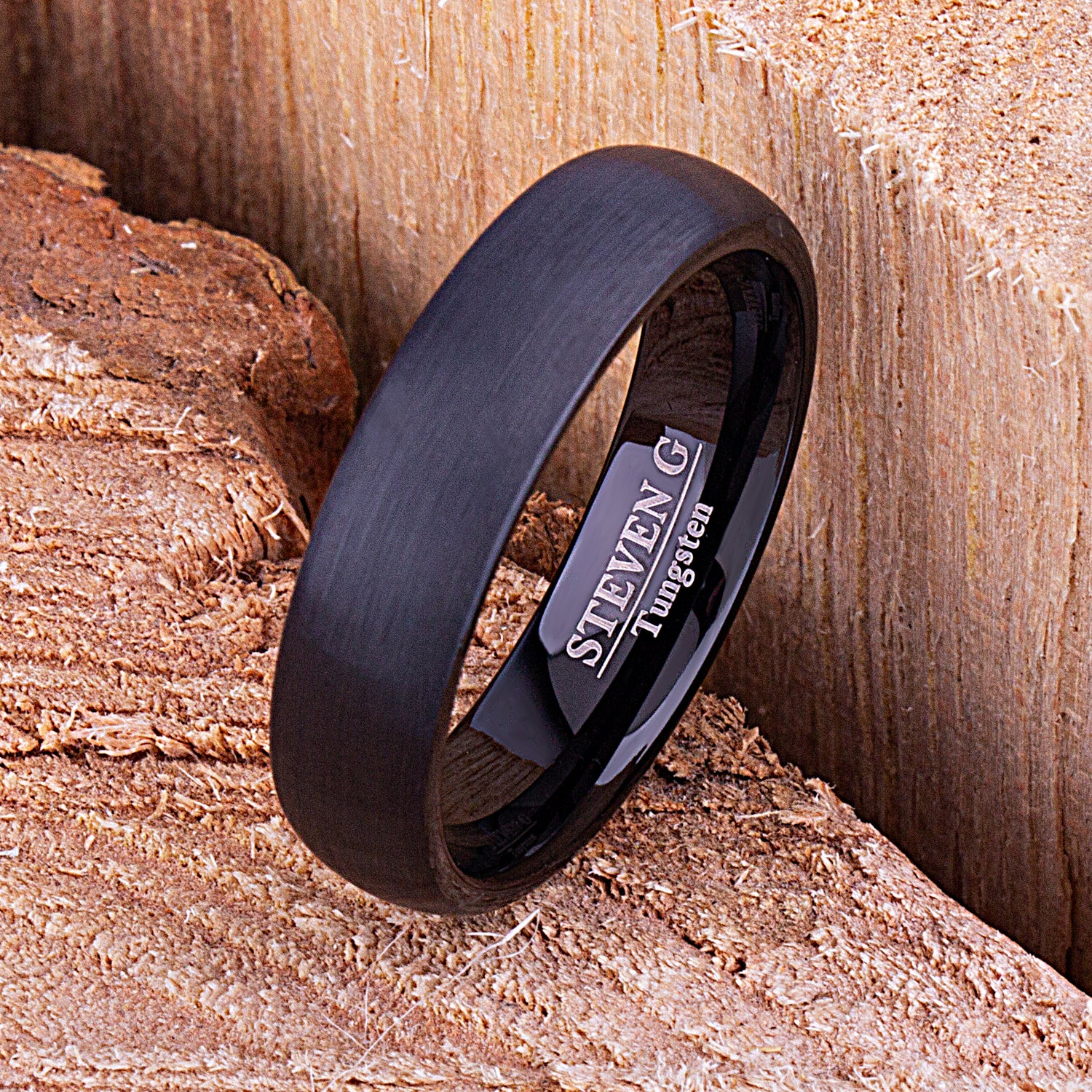 Black Tungsten Ring 6mm - TCR134 black men’s wedding or engagement band or promise ring for boyfriend