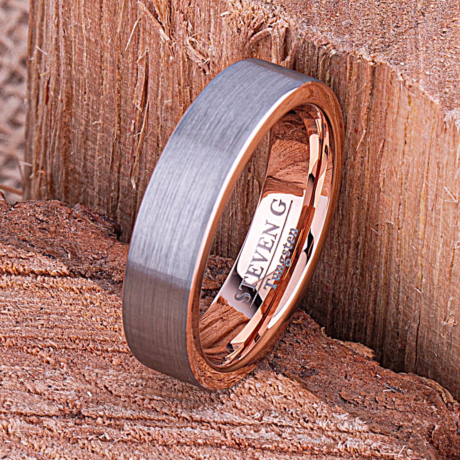 Rose Gold Tungsten Ring 6mm - TCR136 rose gold engagement band or wedding ring or promise band for boyfriend