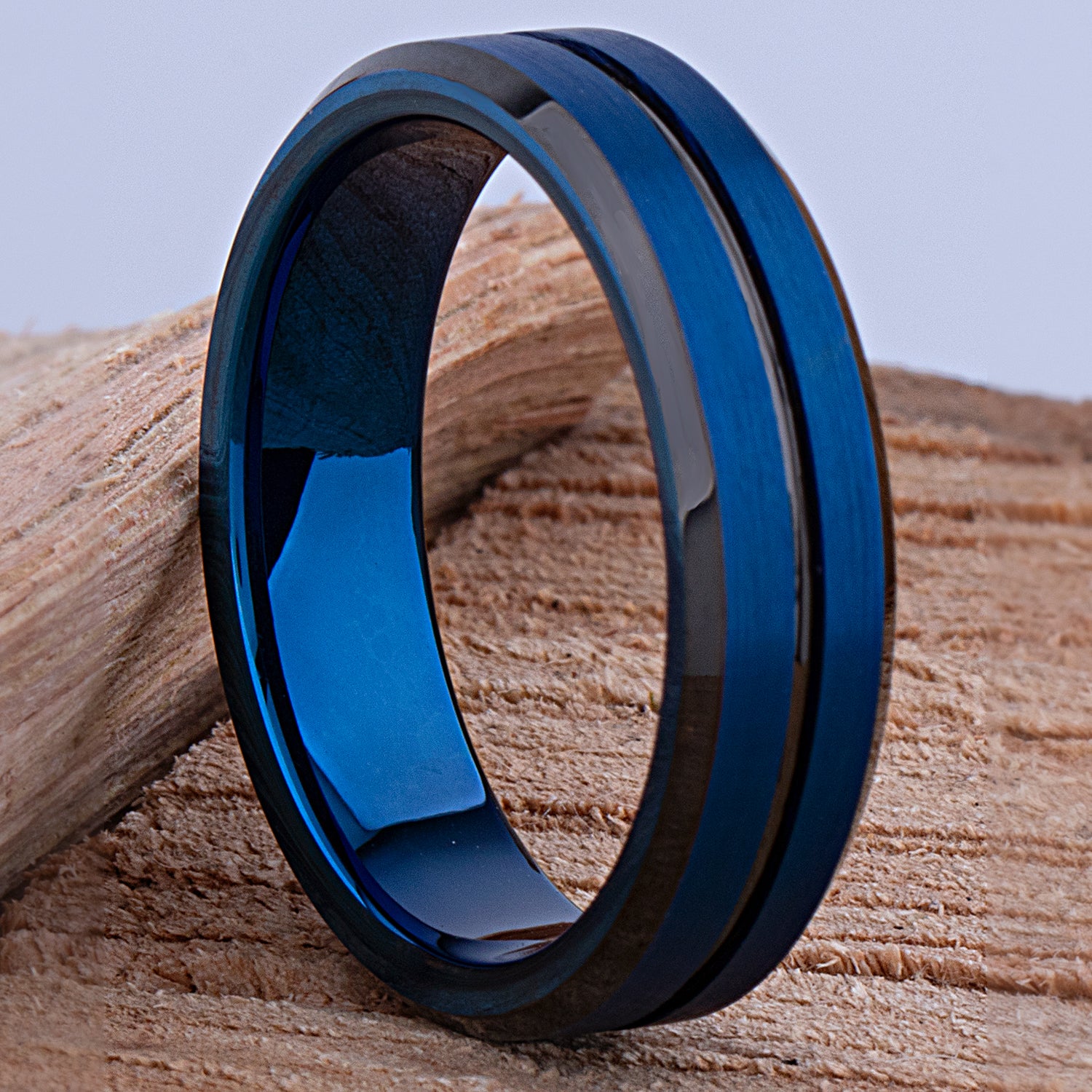 6mm Tungsten Ring Black and Blue Plated Tungsten Wedding Band Anniversary Band Engagement Band Promised popular Ring Comfort Fit Mens Wedding Ring