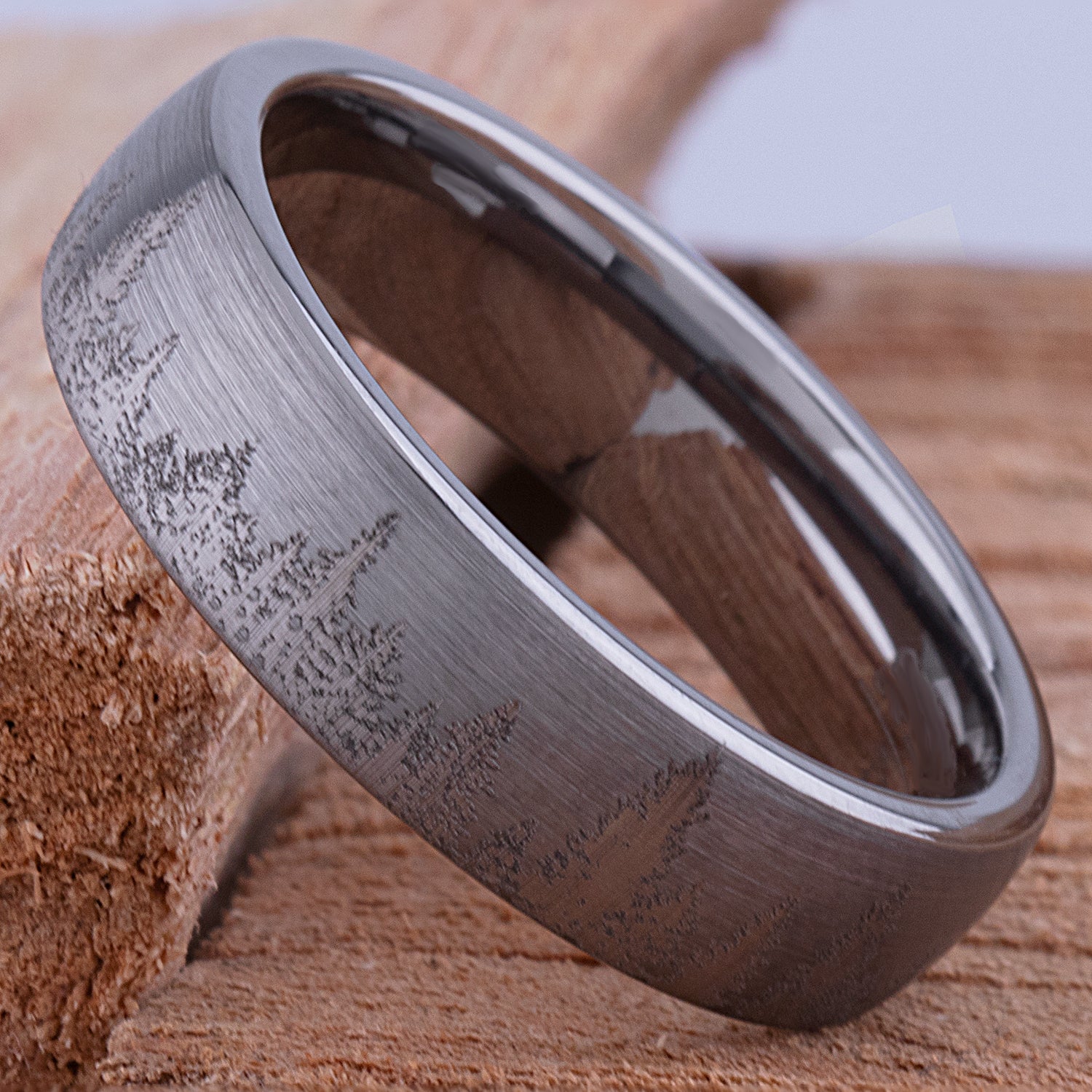 Forest Tungsten Ring for Weddings or Engagements 6mm Wide, Promise Ring or Anniversary Band For Men or outlet Women, Unique Outdoor Unisex Style