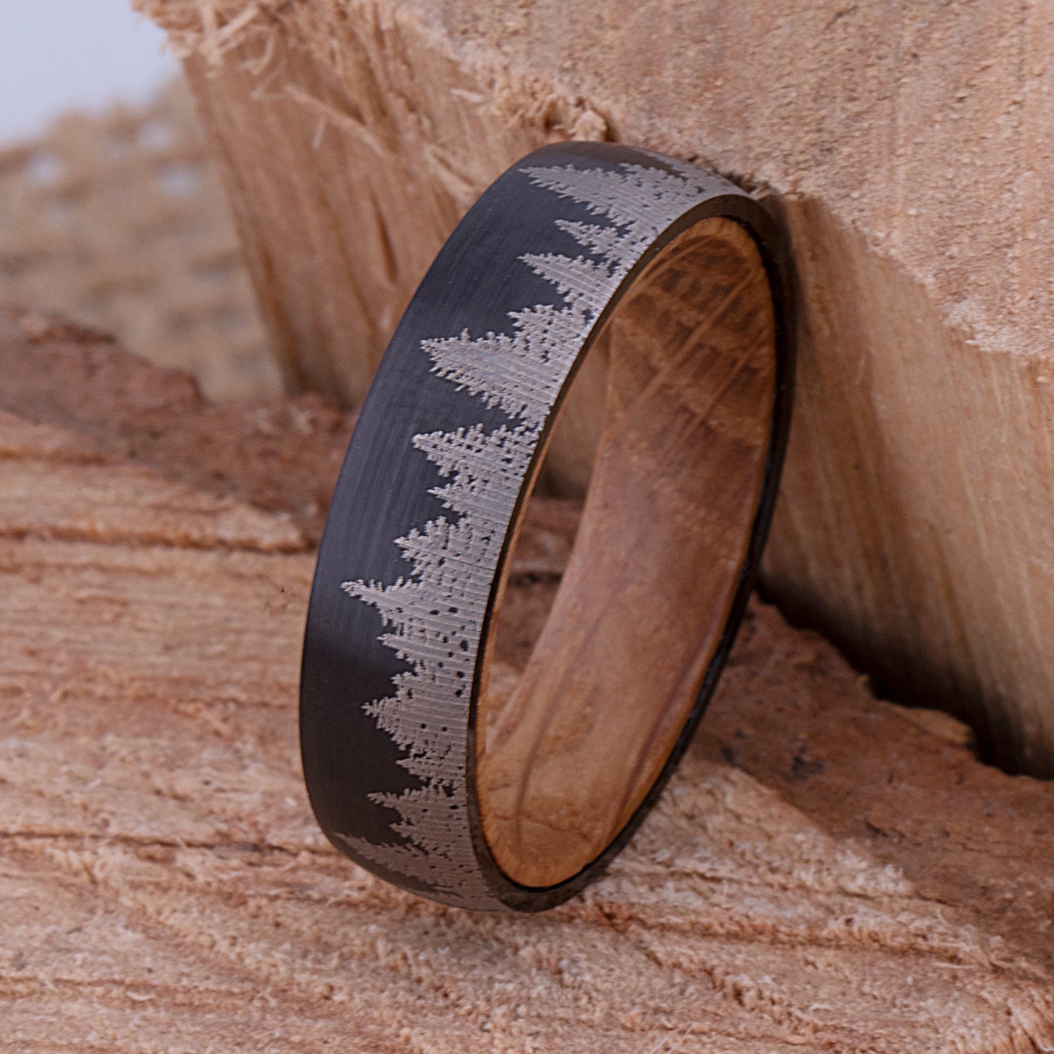  Tungsten Ring with Whiskey Barrel - 6mm Width