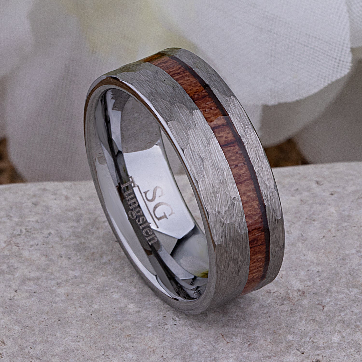  Tungsten Ring with Padauk Wood Inlay - 8mm Width