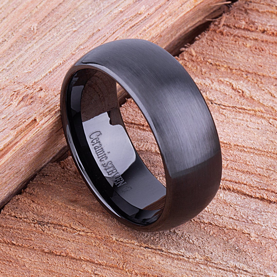 Ceramic Traditional Men's Engagement Ring - 9mm Width - men’s wedding ring or engagement band, promise ring or anniversary ring gift for him - Steven G Designs