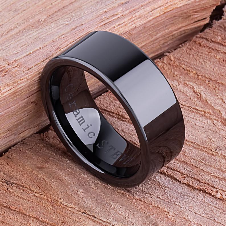 Men's Ceramic Wedding Ring 9mm Width CER058-8 men’s wedding ring or engagement band, promise ring or anniversary ring gift for him - Steven G Designs