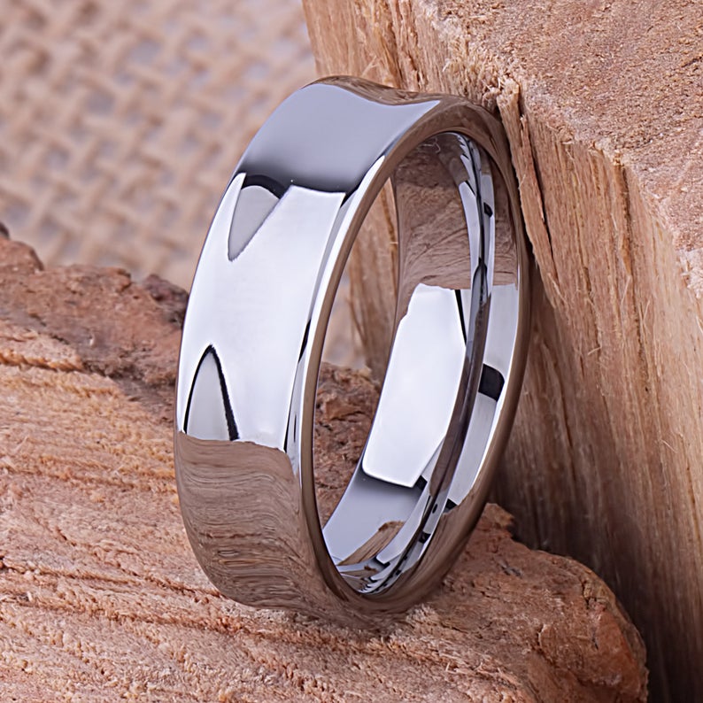 Tungsten Ring Concave Shaped 7mm - TCR026 unique engagement or promise ring for boyfriend Steven G Designs Ltd