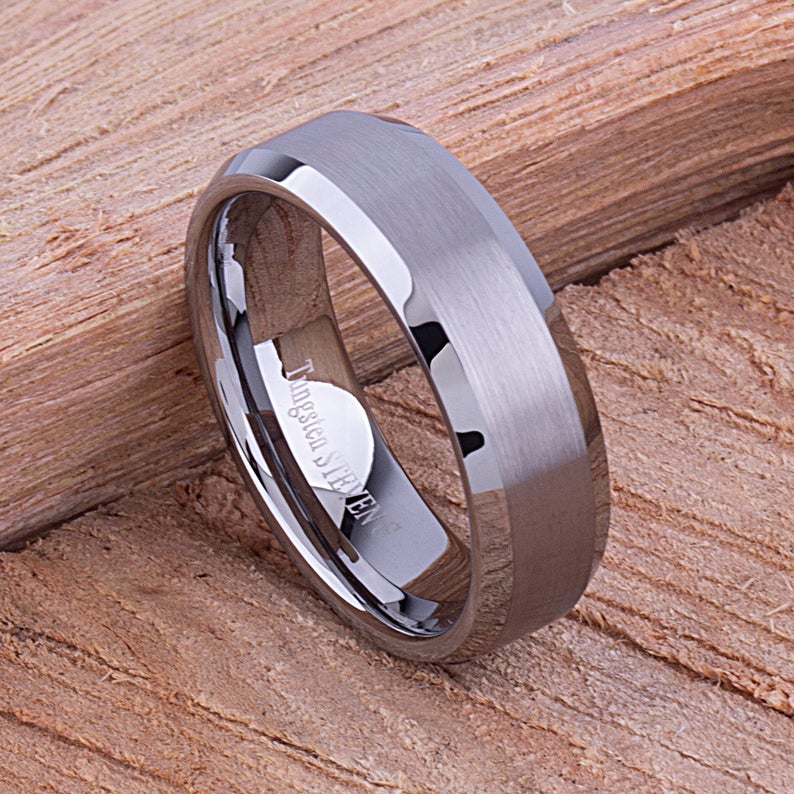 Tungsten Engagement Band 7mm - TCR044 traditional engagement or anniversary band for husband Steven G Designs Ltd