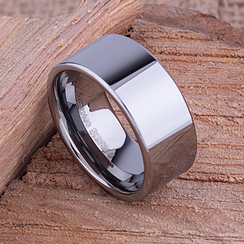 Tungsten Wedding Ring High Polish 10mm - TCR047 traditional engagement or promise band for him Steven G Designs Ltd