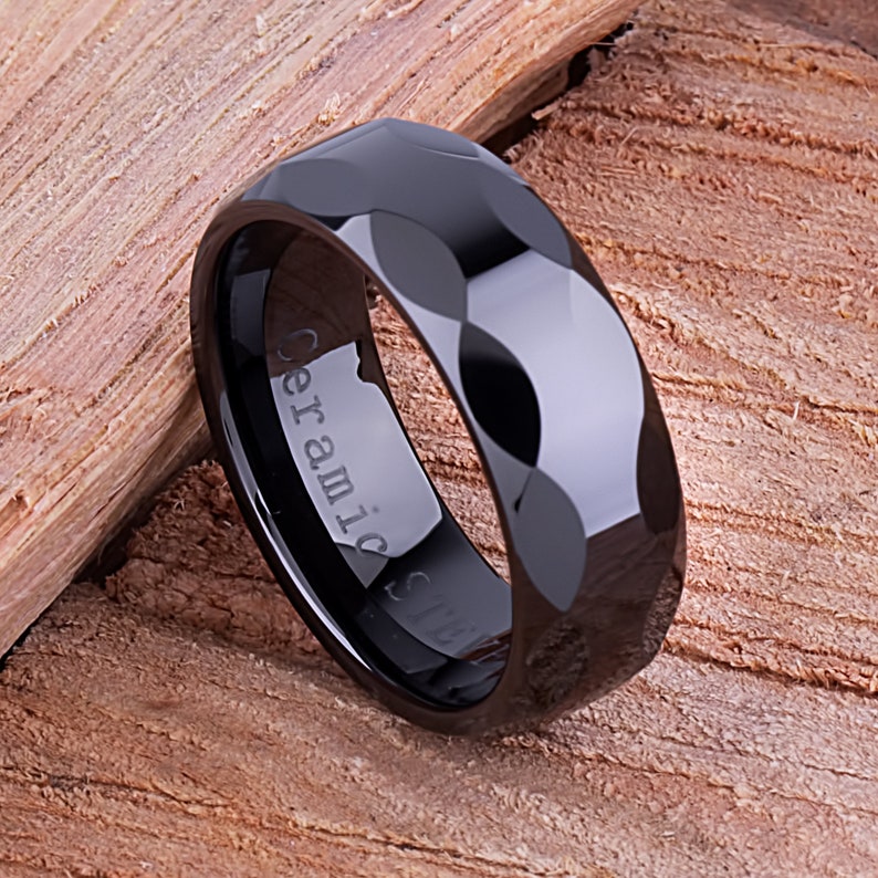 Black Ceramic Engagement Band - 8mm Width CER060-8 men’s wedding ring or engagement band, promise ring or anniversary ring gift for him - Steven G Designs